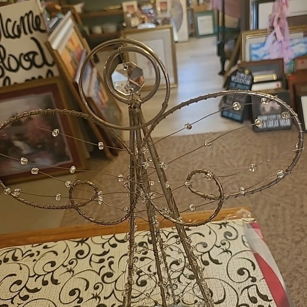 Wire Beaded Angel Tree Topper - Picture 6 of 7